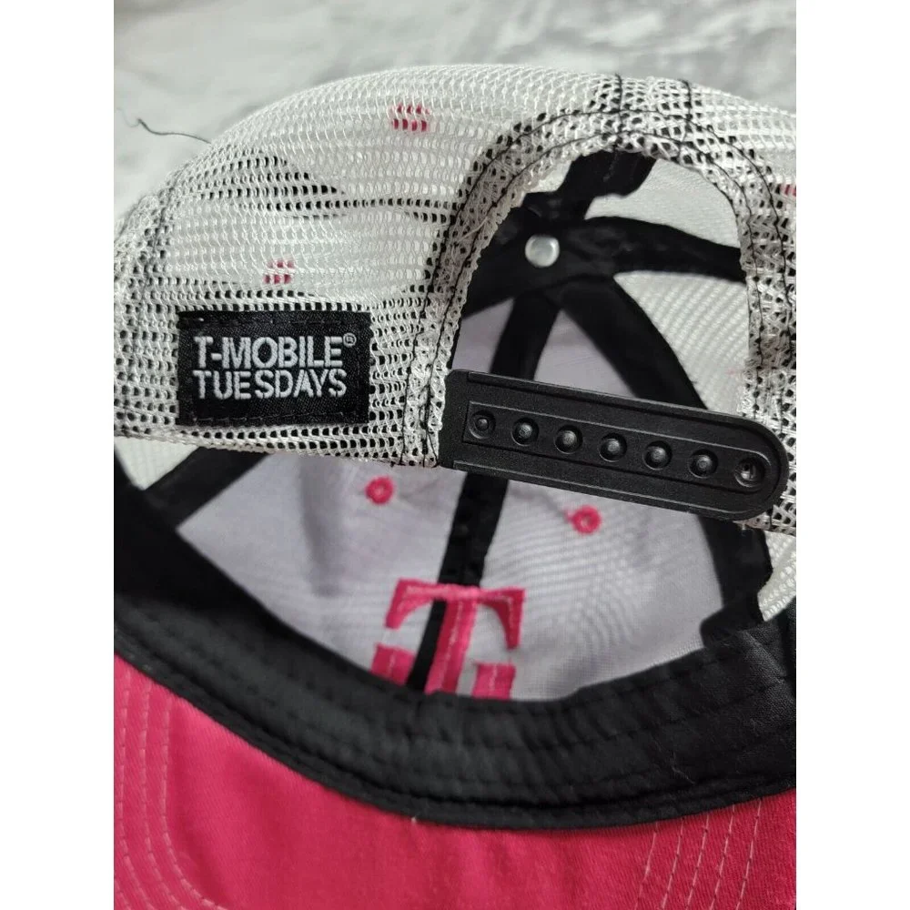 T-Mobile Tuesday Mesh Back Snapback Trucker Hat Black, Pink, White‎